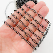 Sterling Silver Black Rhodium Diamond Cut Paperclip Chain